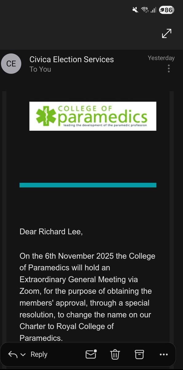#paramedics...look out for your email from <a href="/ParamedicsUK/">College of Paramedics</a> via  Civica and have your vote.