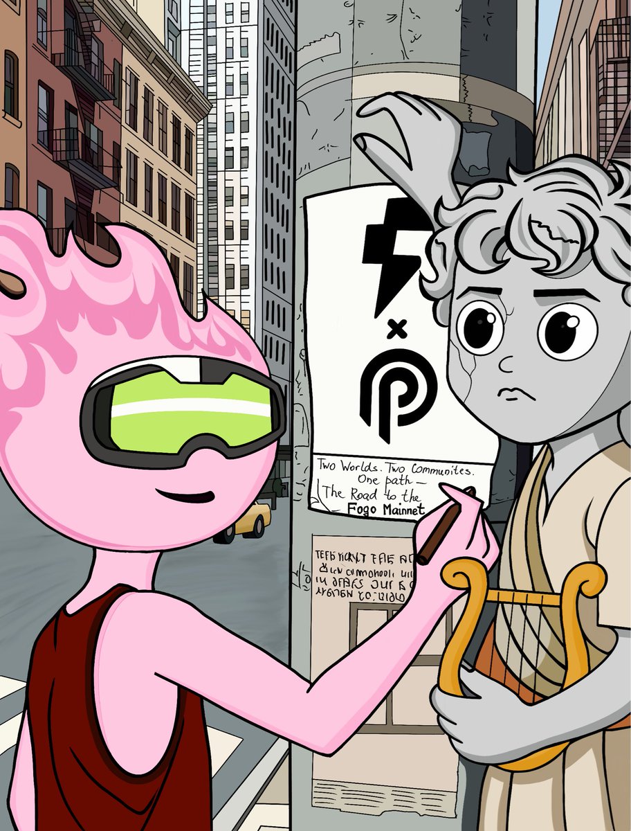 blanca7197's tweet image. On the streets of a new world, two souls met - Lil Fogee and the Pythenian.
The fire of Fogo met the data of Pyth, and from that spark, the road to mainnet was born.
Two different forces, united by one goal: to build a faster and smarter Web3.
@fogo 
@PythNetwork 
#PYTHxFOGO