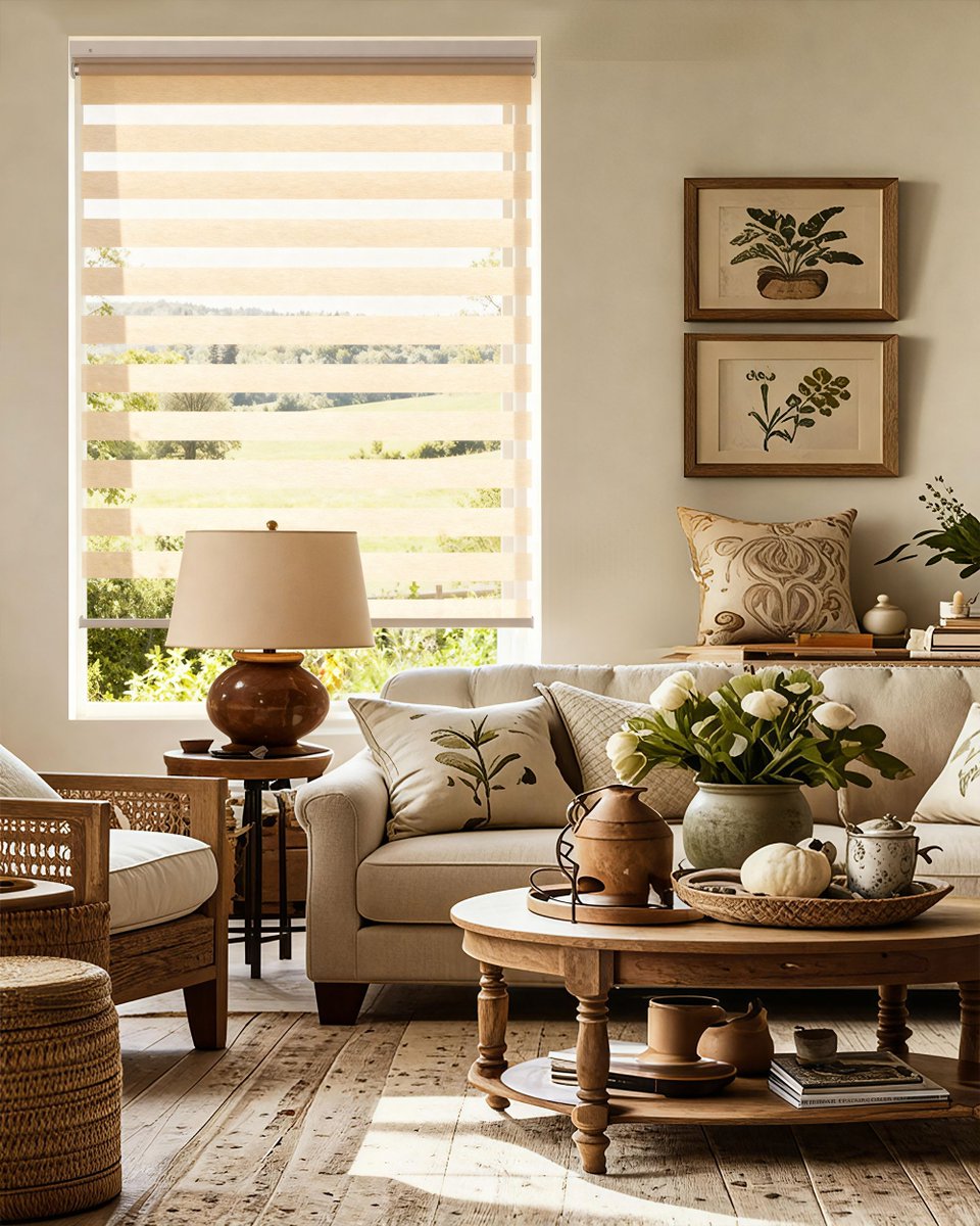 hestiablinds's tweet image. Farmhouse Fresh: Soft &amp;amp; Airy Living Room 🤍
Let the light in with linen-like zebra shades—perfect for a farmhouse-inspired living room. No drilling needed, just pure style and ease!  
Save &amp;amp; start your makeover.
#FarmhouseLiving #LightFiltering #ZebraShades #NoDrill #CountryHome