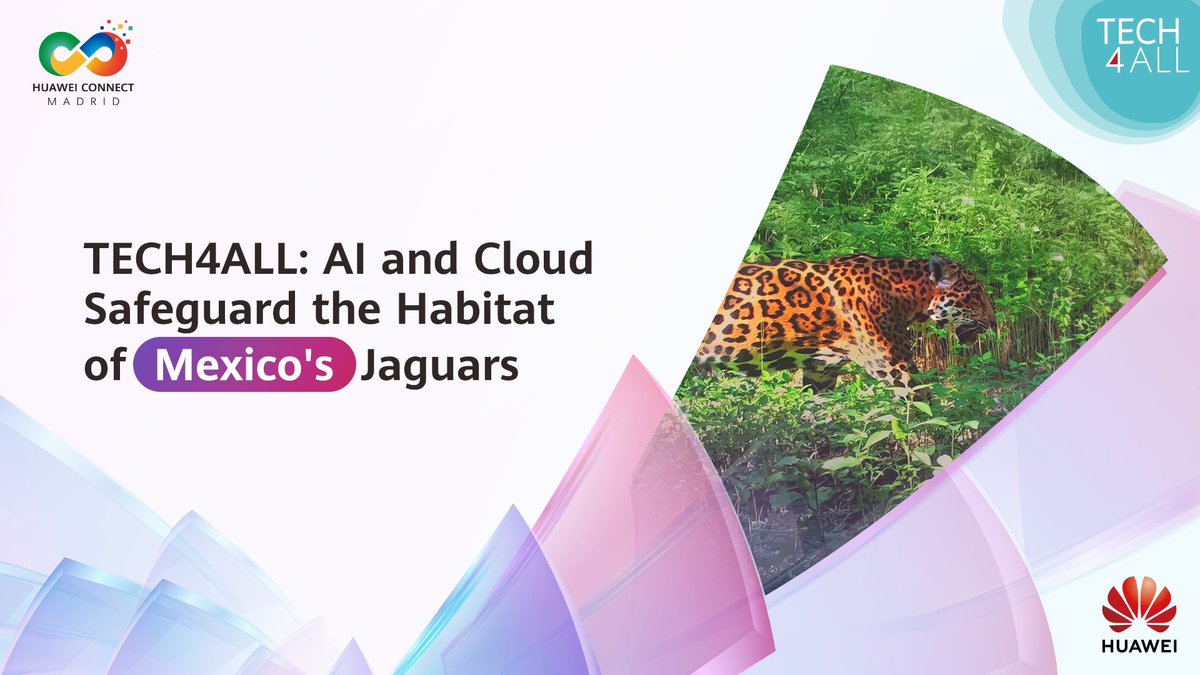 In Mexico, AI &amp; cloud are helping to protect endangered jaguars &amp; other species with online &amp; offline audio and visual monitoring devices. 

Stay tuned for more TECH4ALL initiatives at HUAWEI CONNECT EUROPE 2025. https://t.co/x3Up3Q6tAS