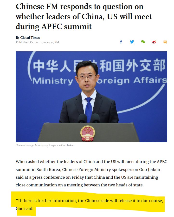 President Xi is not interested to see Trump at the APEC Summit unless he has something concrete to offer and will put it in black &amp; white as a binding agreement between the 2 countries.
1/2