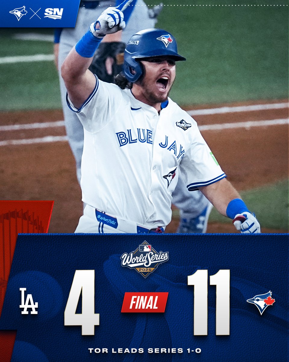 GAME 1 OF THE #WORLDSERIES BELONGS TO THE BLUE JAYS 🔥