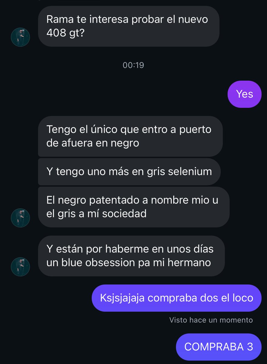 Yo: quien verga compra un 408 de esos?

Un sub: hola que haces compre 3 408 de los nuevos