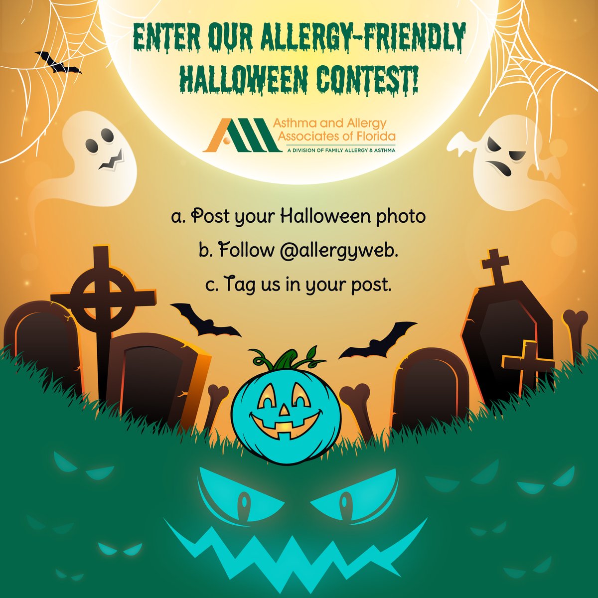 AllergyWeb's tweet photo. 🎃 At  Asthma and Allergy Associates of Florida, we’re celebrating those championing allergy awareness! 💙
Join our Allergy-Friendly Halloween Contest—share your inclusive Halloween photo, follow @allergyweb &amp; tag us! Win an Amazon Gift Card!
#AllergyAwareness #InclusiveHalloween https://t.co/kJta3Mg2wE