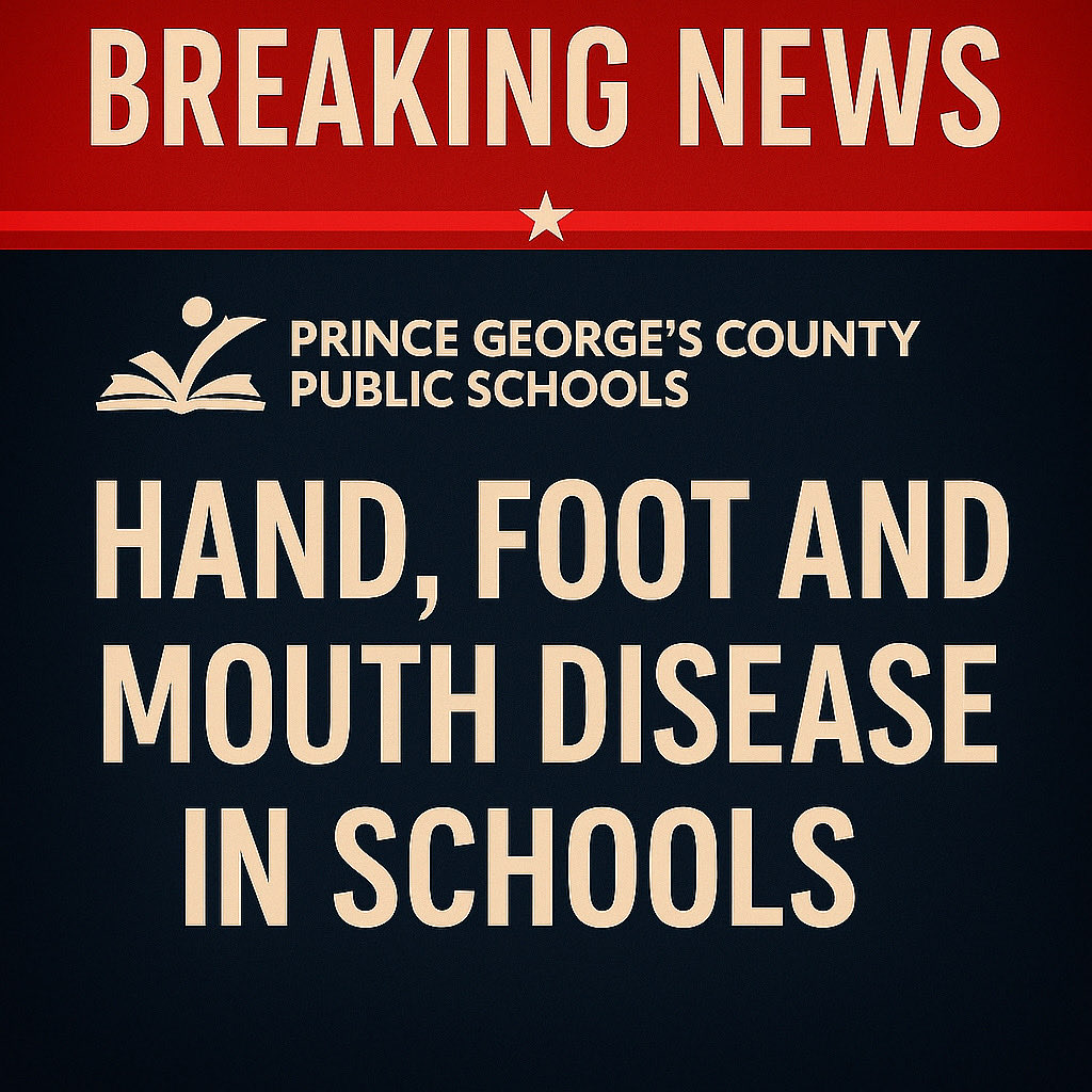 KMNONSCENE's tweet photo. ⚠️ HEALTH ALERT | PRINCE GEORGE’S COUNTY
Over 40 PGCPS schools report cases of Hand, Foot &amp; Mouth Disease.
Parents urged to monitor symptoms and keep sick children home. https://t.co/n739Xw5CCU
