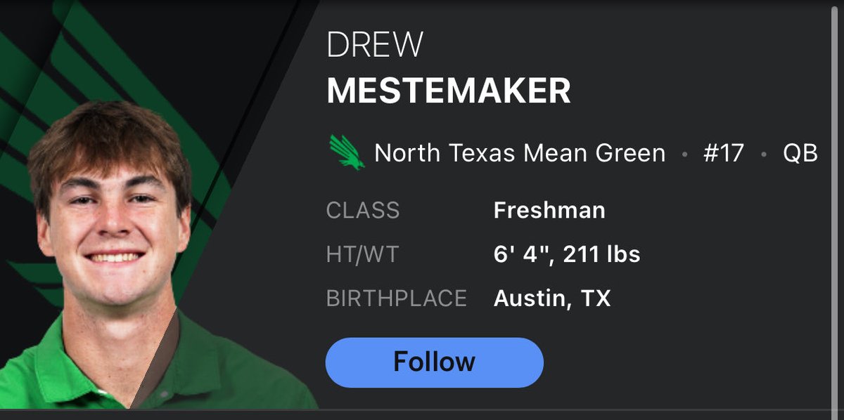 FunDrivers's tweet image. R we gunna talk about this man for heisman trophy? @DrewMestemaker I see u kid
#heisman 
@Philly_Mays 
@JakeMarsh18 
#northtexas
@PardonMyMeme 
@BarstoolBigCat