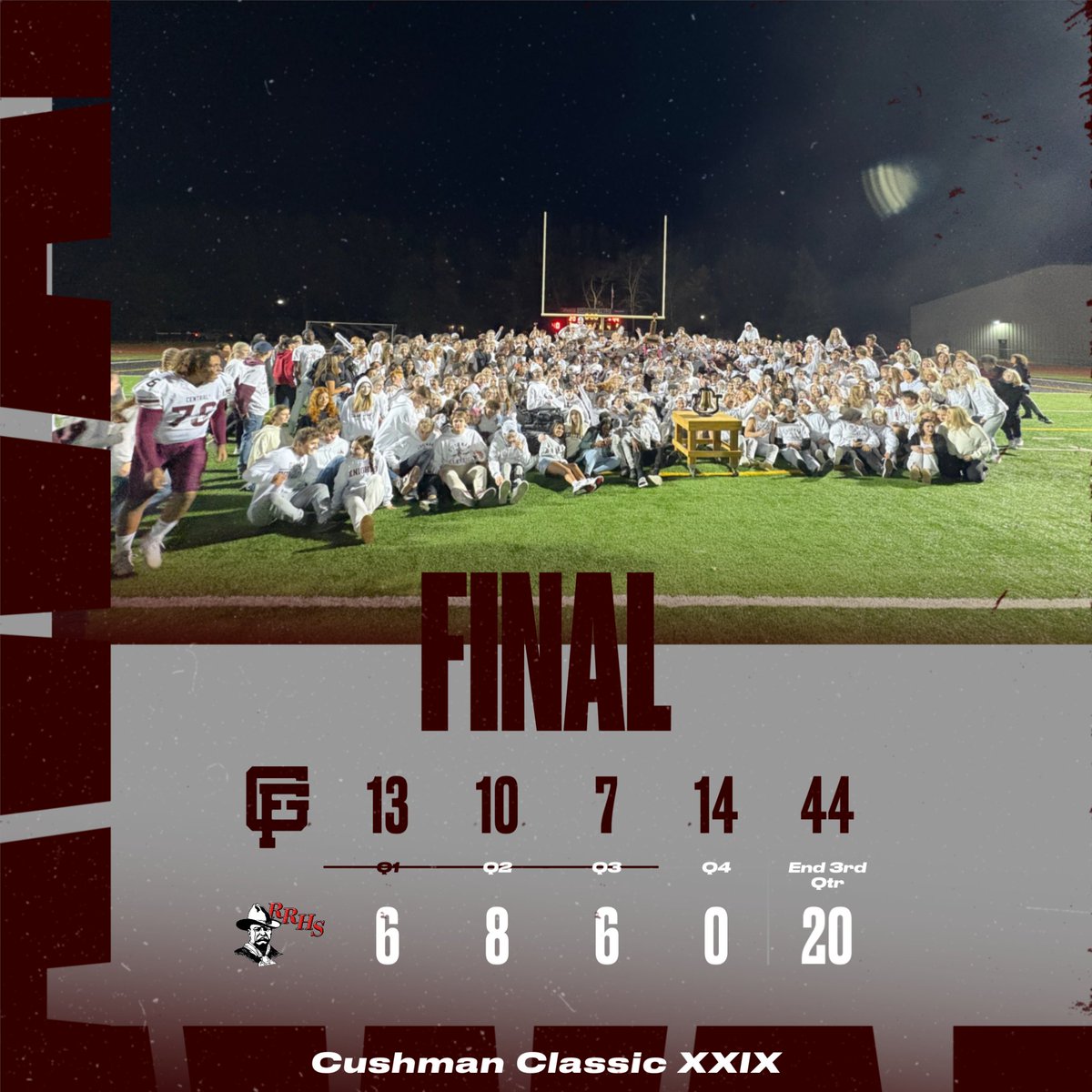 Final from Cushman!
@gfc_football
#CushmanClassicXXIX
#OnwardCentral