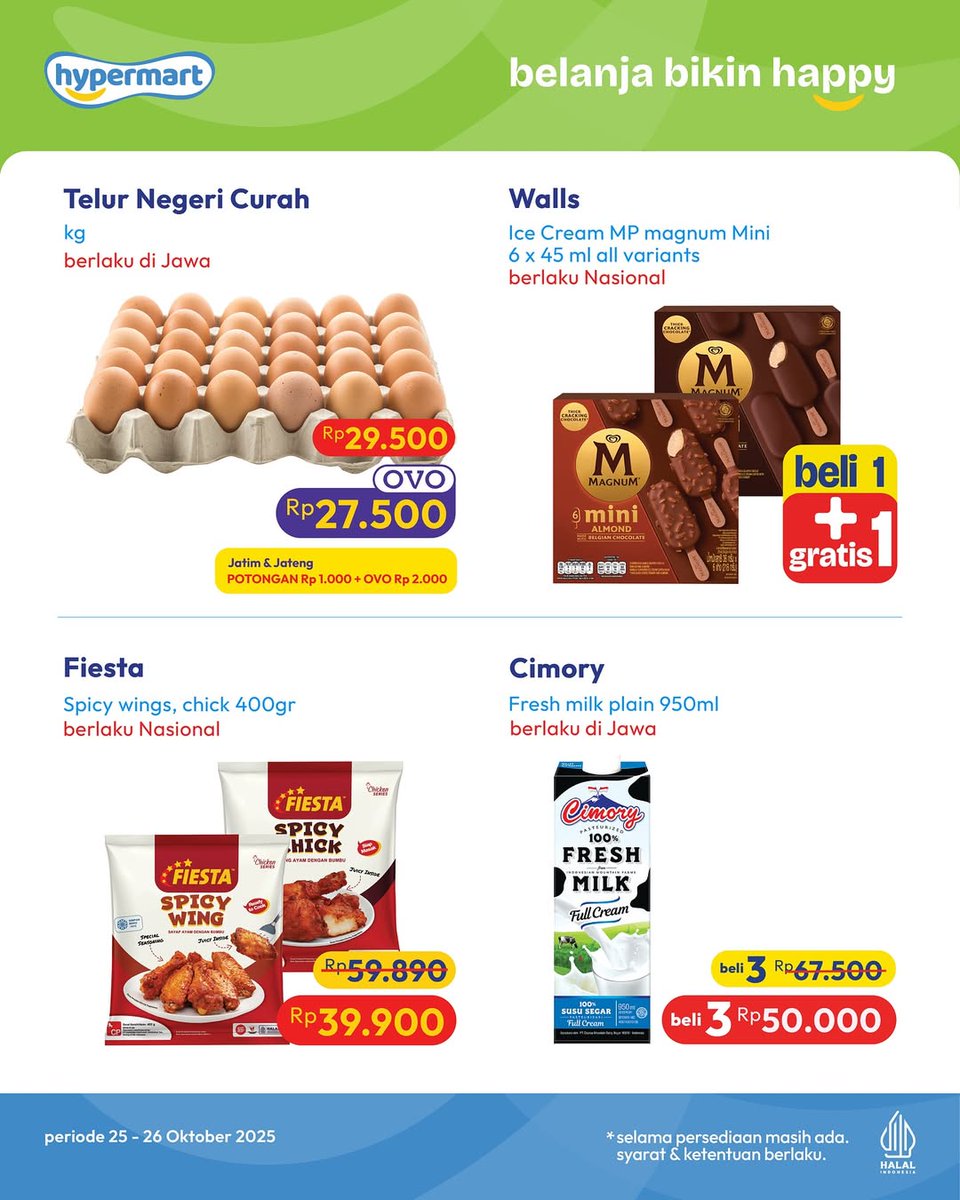 katalogpromosi's tweet image. 🎉 Weekend Deal Alert!
🥚 Telur murah, es krim gratis, susu hemat?! Semua ada di Hypermart 🛒

Cuma 25–26 Okt 2025, stok terbatas ya!
Cek lokasi &amp;amp; detail promonya di sini 👉 katalogpromosi.com/promo-hypermar…
#Hypermart #PromoHemat #WeekendDeals