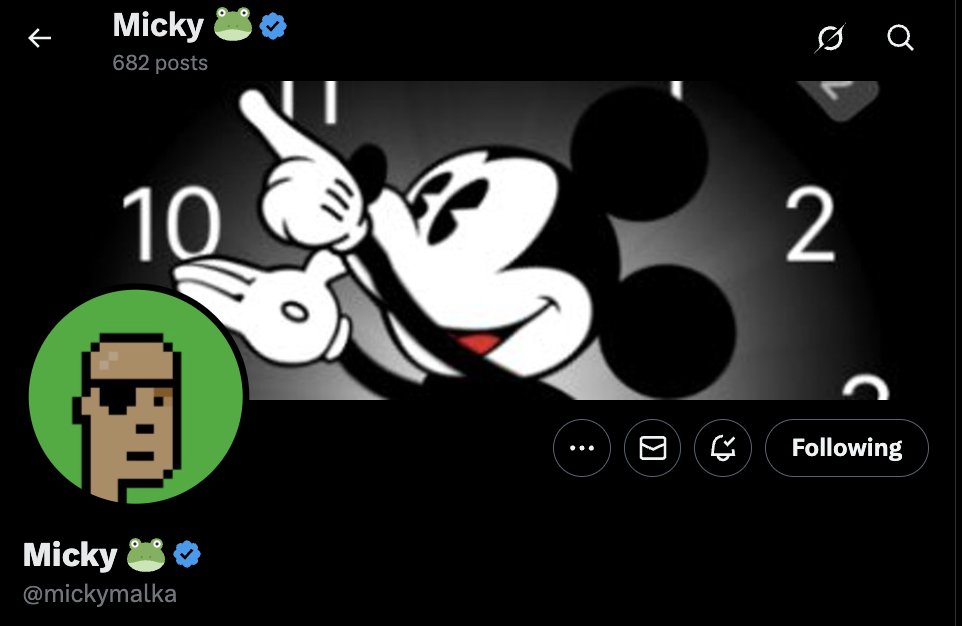 Micky Malka's updated X header with Mickey Mouse