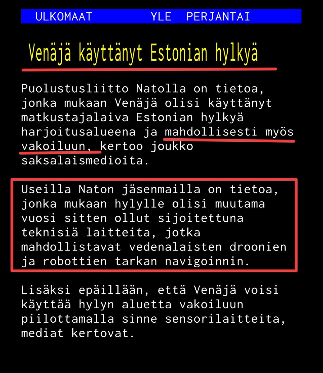 reima_kokkonen's tweet photo. Tämä alkaa jo olla niin naurettavaa uutisointia että...😆😆😆😆..mitäs seuraavaksi? Desantteja nähty kuussa valtavan okuläärin kanssa mahdollistaa lehmien lentämisen Venäjältä rajan ylitse suomeen vakoilu mielessä...IHAN TOSI! USKON POIS YLE KERTOO! 🤣🤣
#bullshit #probaganda https://t.co/ZLlpv3dul2