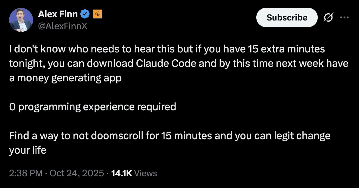 AIandDesign's tweet image. Friends, please, for the love of God, stop doing this. I&apos;m a vibe coder extraordinaire with 20 years of non-AI coding under his belt and I can tell you in all honesty that this is NOT going to happen for you. 

I&apos;m sad he&apos;s posting stuff like this. He accomplished a LOT with AI…