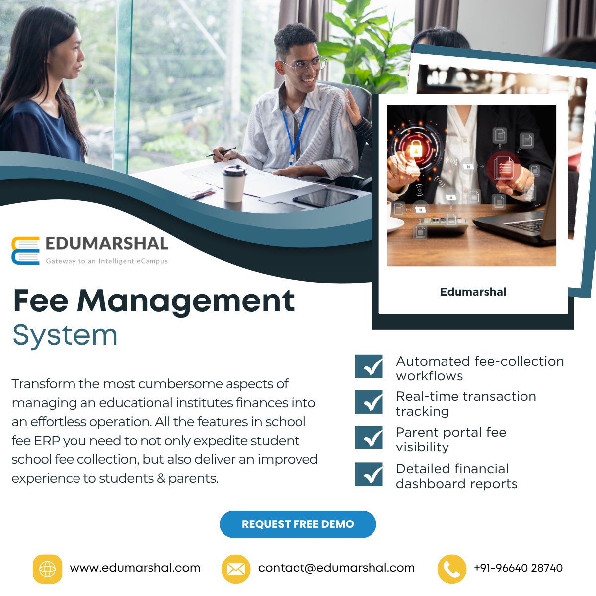 EdumarshalERP's tweet image. Simplify Fee Collection with Edumarshal!
Streamline your institute’s finances effortlessly!

Request a Free Demo Today!
edumarshal.com

#Edumarshal #FeeManagementSystem #SchoolERP #CollegeERP #EducationERP #SmartCampus #SchoolManagementSoftware #DigitalEducation #EdTech