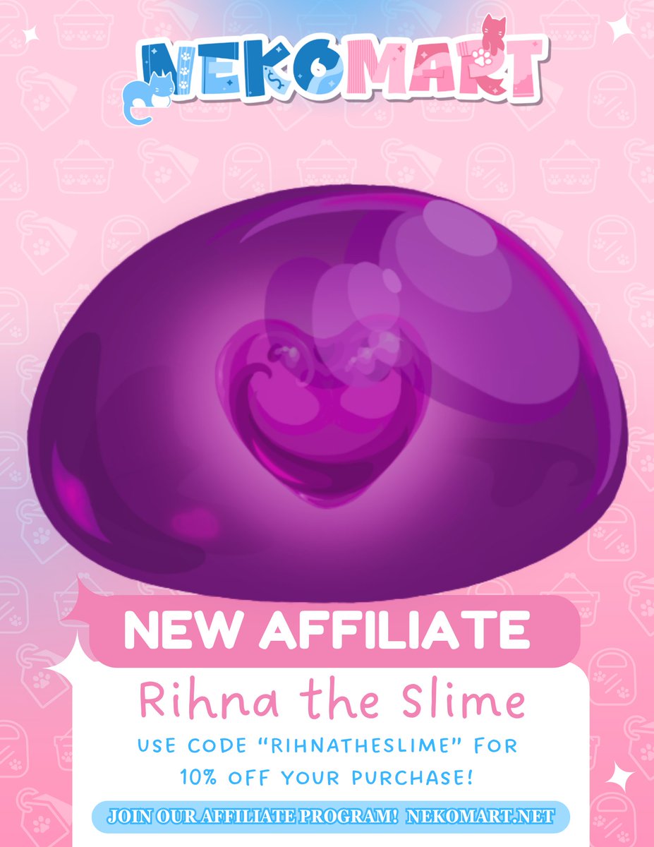 I am officially an affiliate with <a href="/NekoMartShop/">NEKOMART</a>! I'm looking forward to helping rep such a great company and helping other small vtubers get their own merch!
Let's GOOOOOO~!💜