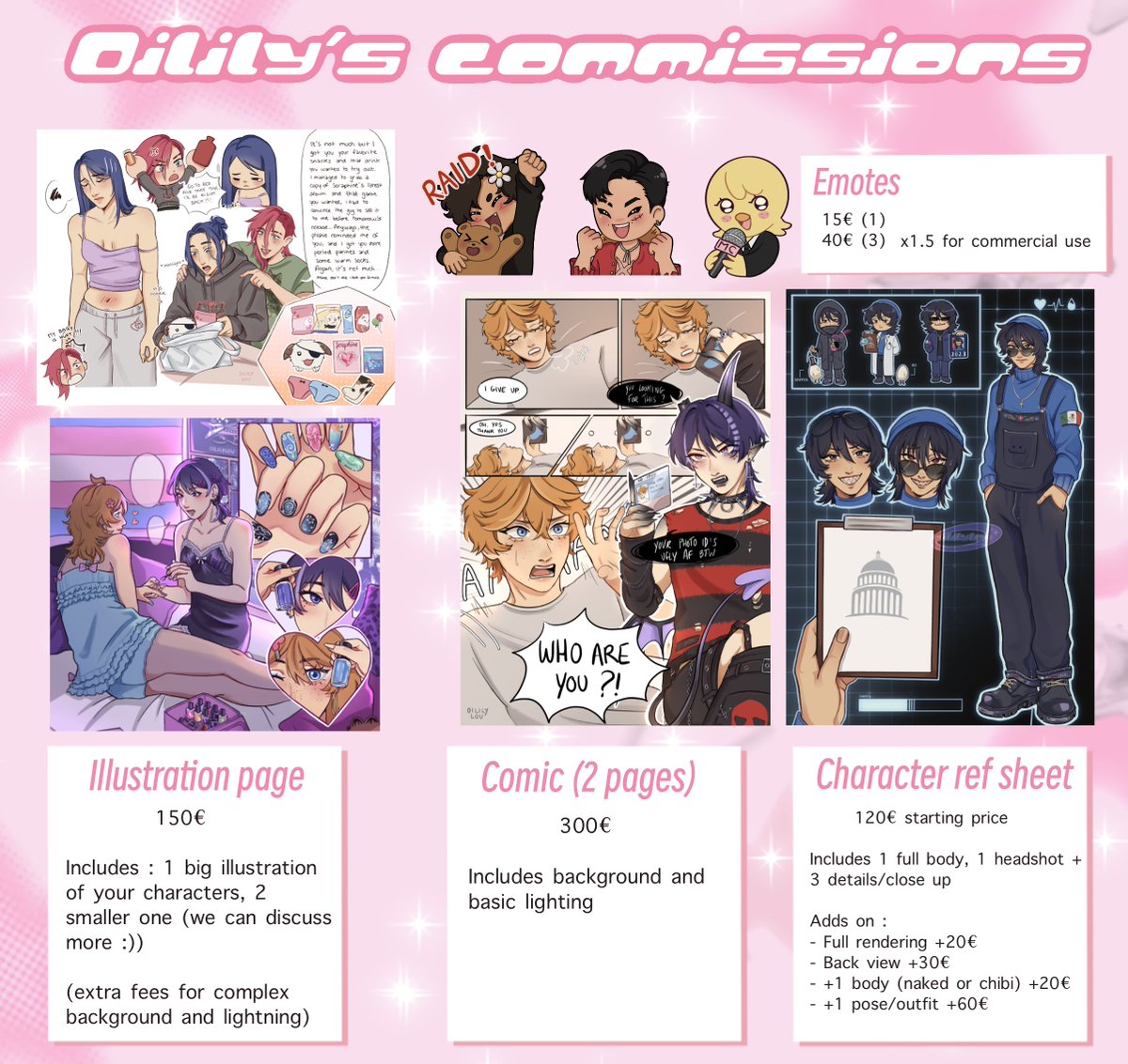 oililylou's tweet image. [rts appreciated !!]

my commissions are opened !! :D you can fill up the form through the link in my bio (button « commissi0ns » at the bottom and then you will find the link to the forms) or DM me !!

thank you 🫶🫶