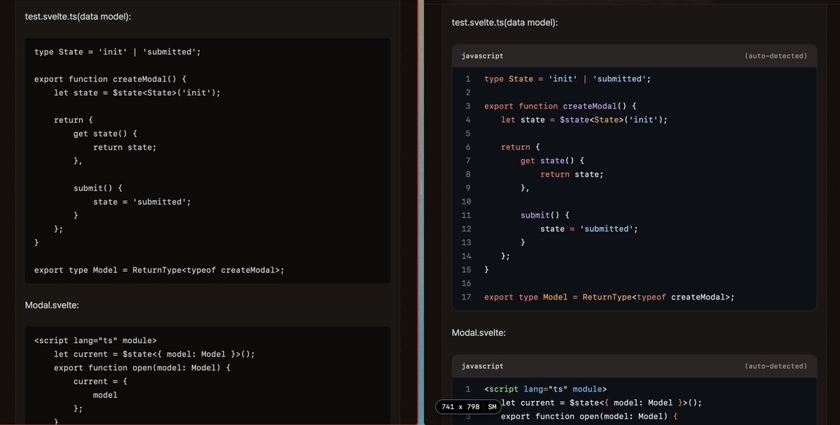 probably_coding's tweet image. 6/ More code snippets 💻
Last but not least, I added rendered code snippets in EVEN MORE places: they now render in snippets where the language is unspecified!
The language detection algorithm runs here too, providing some (not always perfectly accurate 😅) syntax highlighting!
