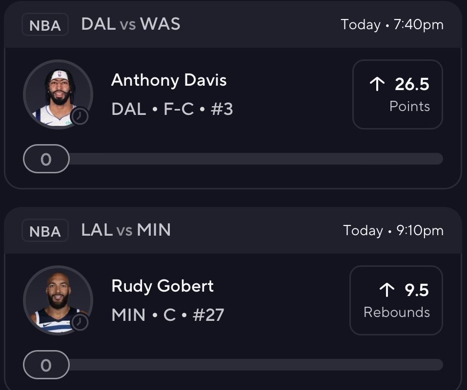 NBA PrizePicks Play!🏀

Anthony Davis “O” 26.5 Points
Rudy Gobert “O” 9.5 Rebounds

#DraftKings #NBA #NFL #fanduel #prizepicks #Underdog #GamblingTwiiter #PlayerProps