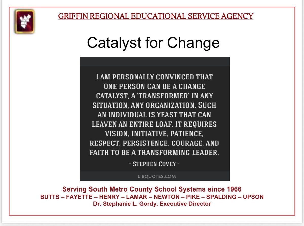 stacyrsalter's tweet photo. @letsreadga @GriffinRESA
Great session today with conversations of the various roles of a coach. My biggest takeaway is that a coach wears many hats and that ultimately we are to strive to be a catalyst for change to support growth in student achievement. https://t.co/oakN6dusXv
