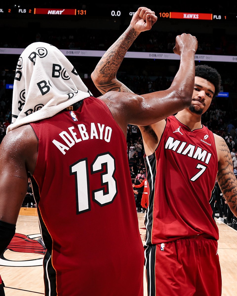 MiamiHEAT's tweet image. Back in the starting lineup together. We got a nickname for these 2 yet?