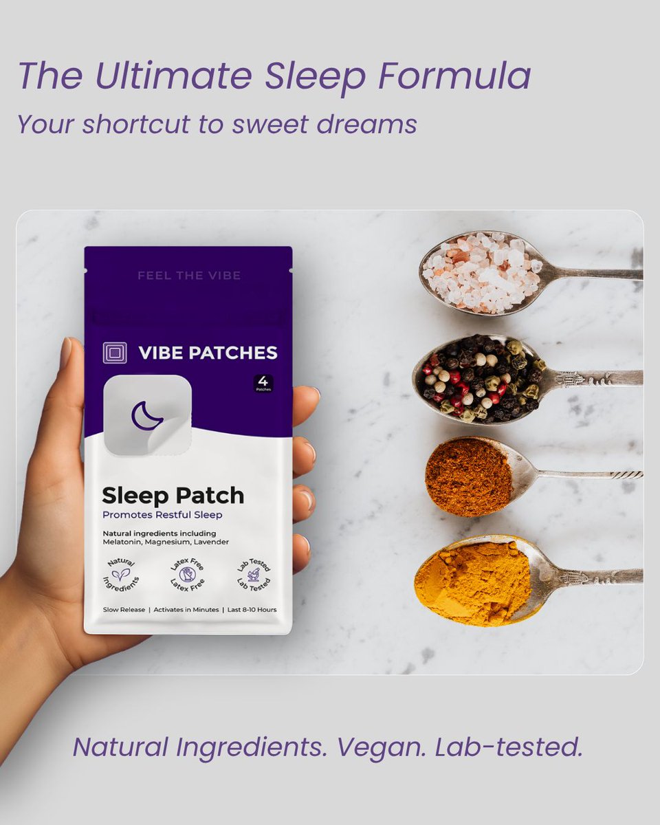 VibePatches's tweet image. Tossing. Turning. Morning fog. 😵

The Sleep Patch is your wearable vitamin patch for deeper rest &amp;amp; better mornings.
Melatonin + Magnesium + Lavender → 8–10 hrs of steady sleep support.

Peel. Stick. Dream. ✨
#SleepPatch #VibePatches #VitaminPatch #WellnessThatWorks #Wellness