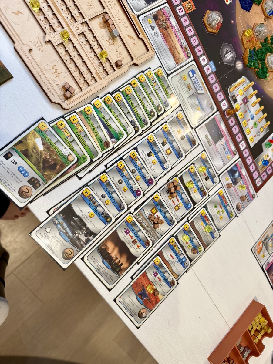 Cube farming on Mars - behold my fabulous tableau.  Sadly only good enough for third in a very close hard-fought game of Terraforming Mars