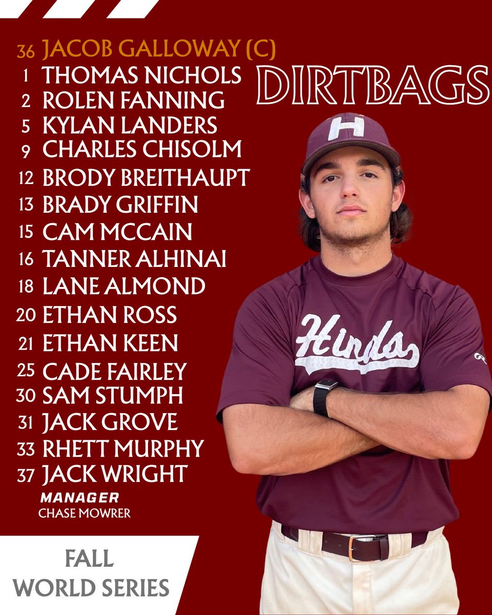 Our annual Fall World Series is upon us, featuring The Winners led by Peyton Beck and The Dirtbags led by Jacob Galloway! Game 1 is set for Monday night at 6:30 pm; Game 2 will be at 3 pm on Tuesday &amp; if necessary, Game 3 will be at 3:15 pm on Wednesday. See you at Joe G. Moss!