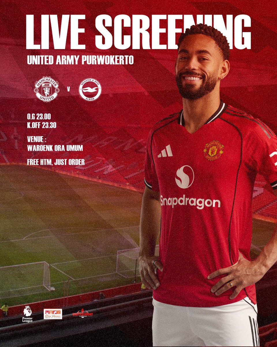 LIVE SCREENING
United Army Purwokerto 

HARI INI
Venue : <a href="/waroenkoraumum/">waroenk oraumum</a> 
Kick off : 23.30 WIB
Open Gate : 23.00 WIB
Free Htm, just order !
Ramaikan lur !