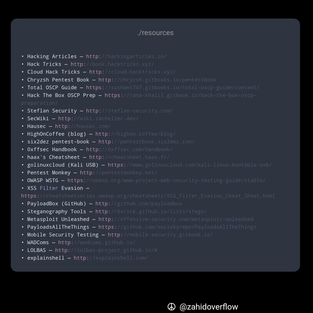 zahidoverflow's tweet image. 🔰 Pentest References and CheatSheets
#infosec #cybersecurity #bugbounty #pentest #cheatsheet
