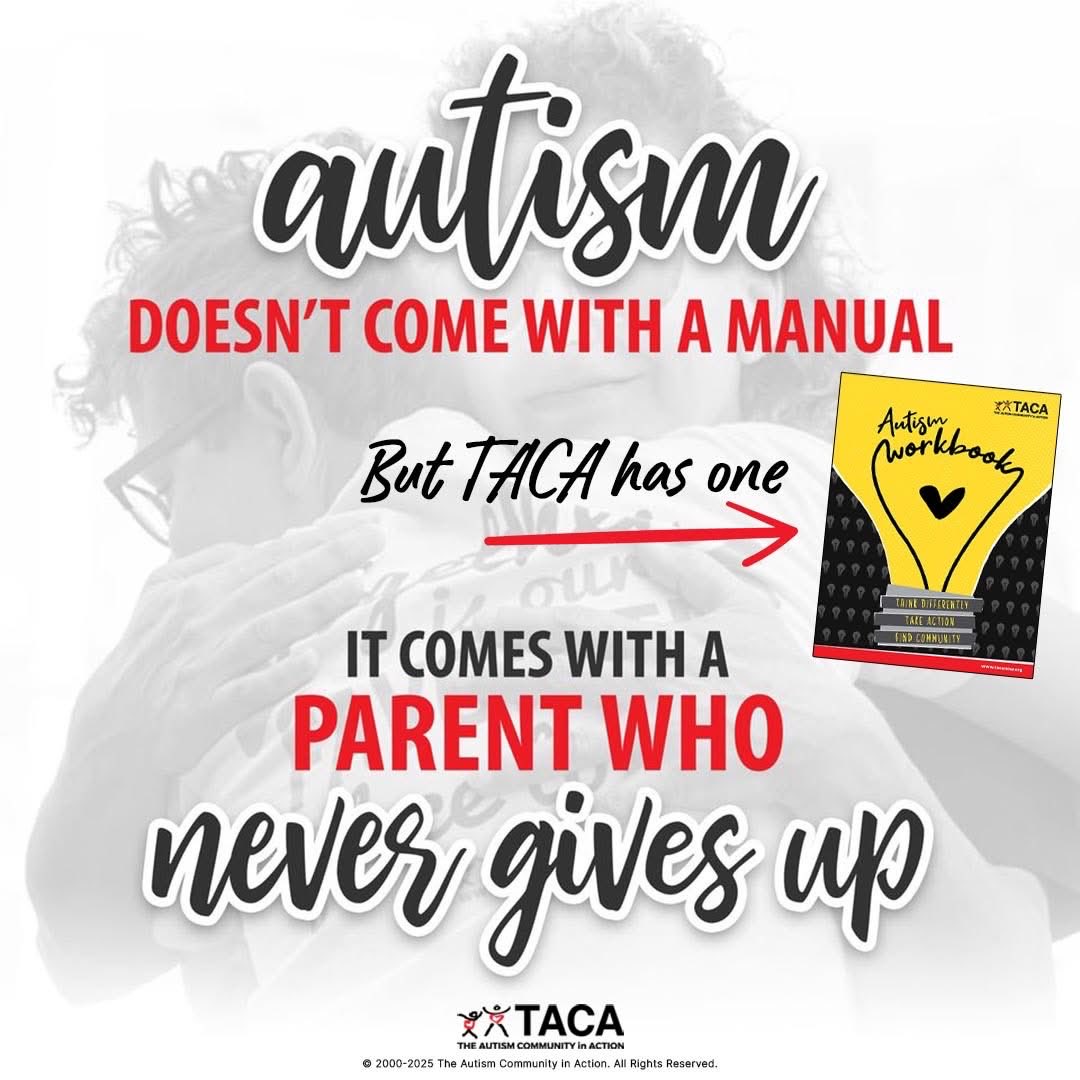 Shout out to all of the #AutismTough parents who never give up — working tirelessly to be the best caregivers they can be!
As a special thank-you, enjoy $20 off the TACA Autism Workbook. 
Use coupon code TACATHANKS at checkout now thru Nov 30:
store.tacanow.org/collections/bo…