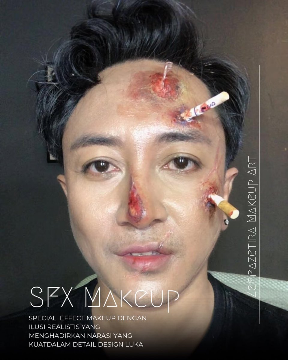Zeffazetira's tweet photo. Level up karakter serammu!🔪 Dapatkan SFX Makeup berkualitas tinggi yang dijamin bikin merinding. Mulai dari zombie hingga hantu legendaris, we create the scare. 

#halloweenmakeup #makeupartist #makeuphoror https://t.co/lW3InAUKTz