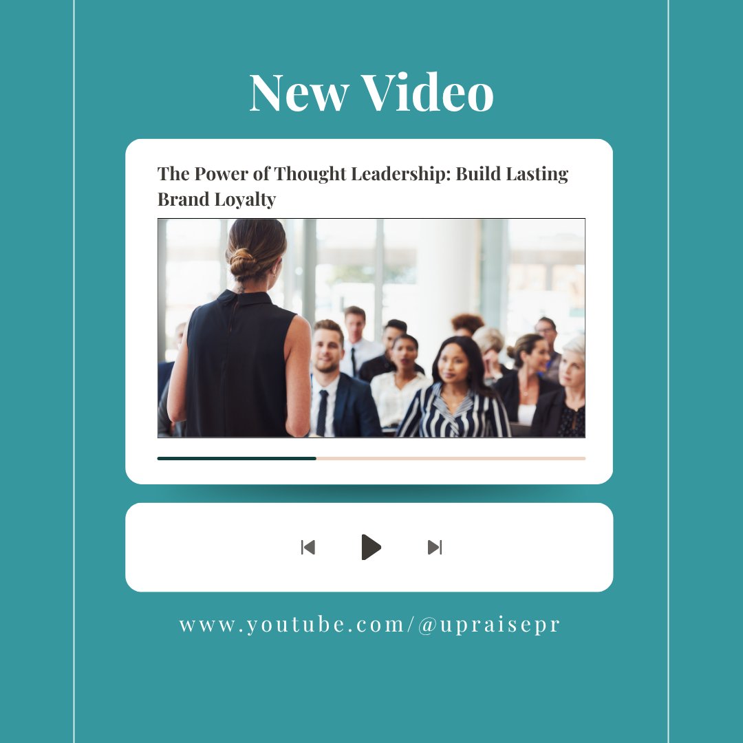 In our latest YouTube video, UPR VP Katie Jewett shares how to harness #thoughtleadership as a powerful tool to earn trust and keep your audience invested.

🎥 Watch now: na2.hubs.ly/H01M4kp0

#BrandLoyalty #PRStrategy