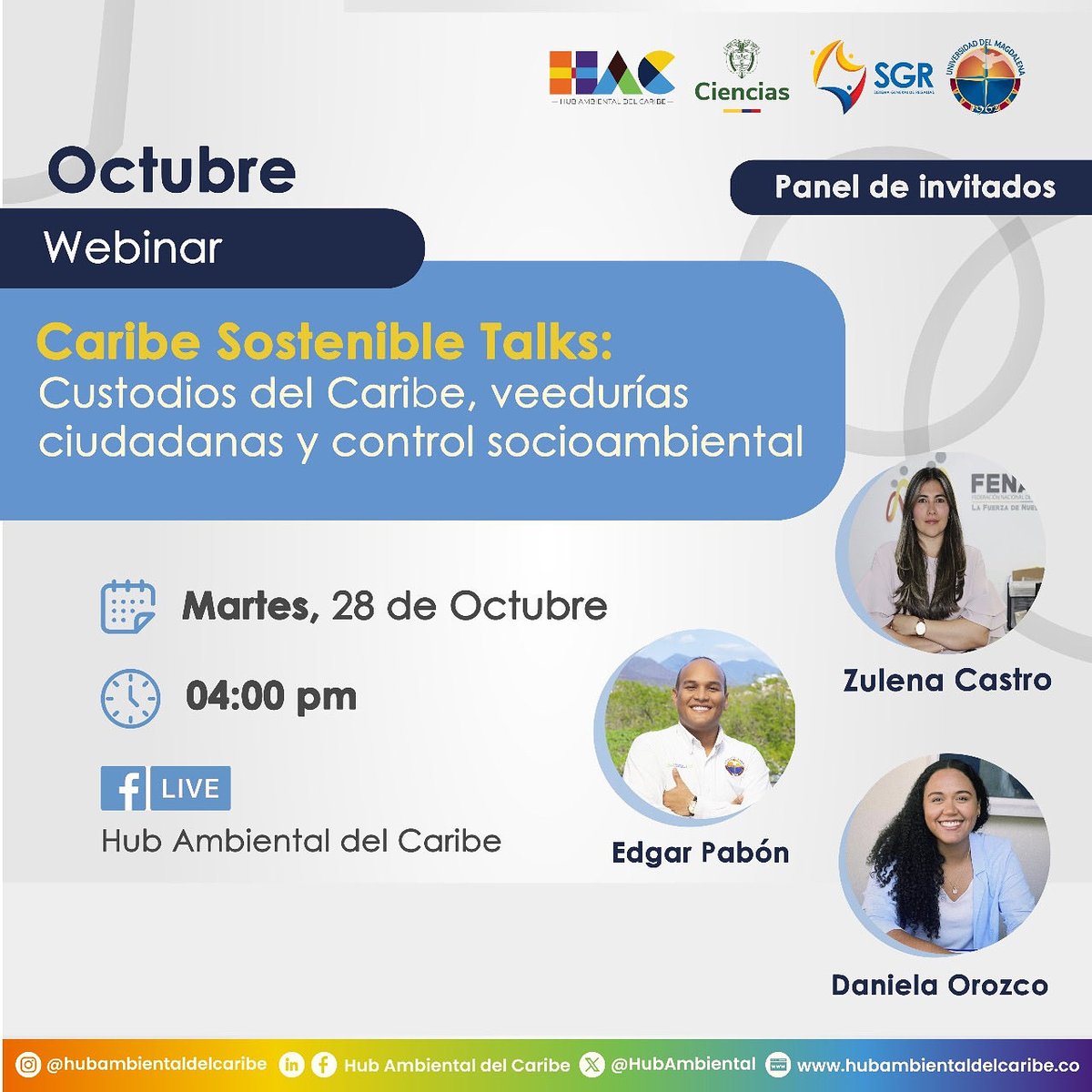 Descubre cómo Personerías, el HAC y la Clínica Jurídica de la <a href="/Unimagdalena/">Universidad del Magdalena</a> se unen para fortalecer las veedurías ciudadanas y la justicia ambiental en los territorios del Caribe colombiano 🇨🇴

📌 Conéctate en vivo:
📆28 de octubre 
⏰4:00 pm 

🔗 facebook.com/share/1FpmLDUv…