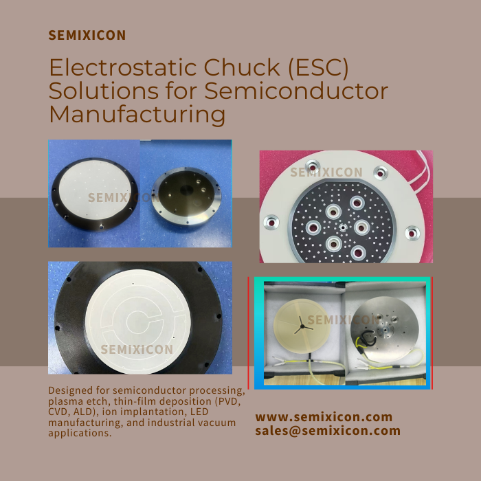 DiamondSemi's tweet photo. SEMIXICON: Electrostatic Chuck (ESC) Solutions for Semiconductor Manufacturing https://t.co/5PQIMoATMM
#ElectrostaticChuck #ESCSupplier #CustomElectrostaticChuck #Semiconductoresc #WaferChuck #VacuumChuck #PlasmaEtchChuck #CVDChuck #PVDChuck #ALDChuck #IonImplantationChuck https://t.co/zI0CbM8rbb