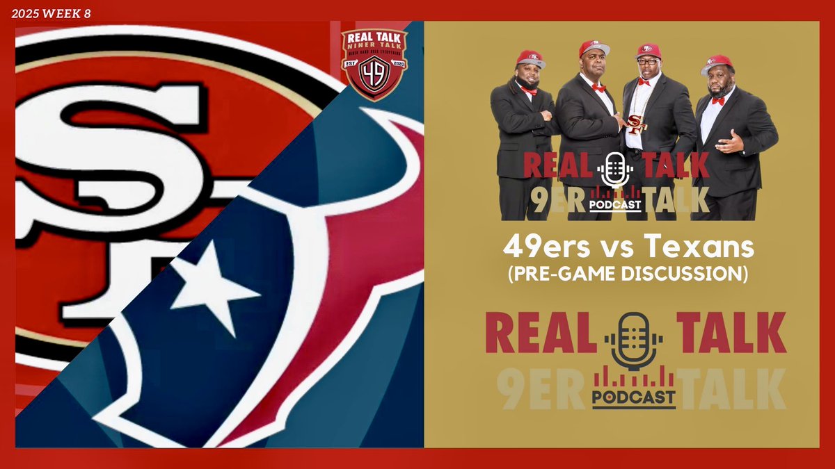 Fellow faithfuls make sure you guys don’t forget to rock out with the R.T.9.T crew for our 9ers /Texans pregame discussion. Saturday 10/25 (4pm PST - 7pm EST).  #youtube #49ers #Texans