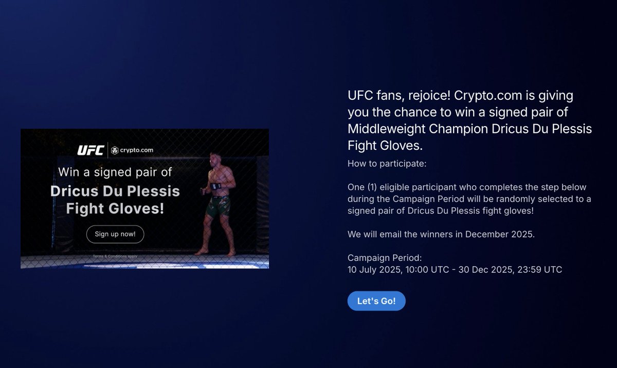 Win a signed pair of Middleweight Champion #DricusDuPlessis Fight Gloves.
crypto-com.typeform.com/to/SitfjE7A
#Sweepstakes Ends December 30th
#UFC 
More at 
facebook.com/SweepMastersSw…