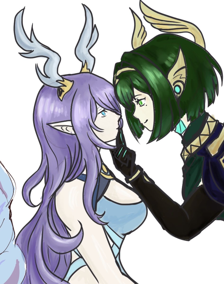 exposing so many artist x artist couples with this one 

we did our doodles on magma if you're wondering why they're messy 𐔌՞. .՞𐦯
anyway!! mine and <a href="/YuNarumura/">Yu Narumura</a> art! and <a href="/NymphTheTemplar/">〜✿〜Nym〜✿〜</a> wrote the first page!
 #yuri #nefer #Lauma #laufer #comic #manga