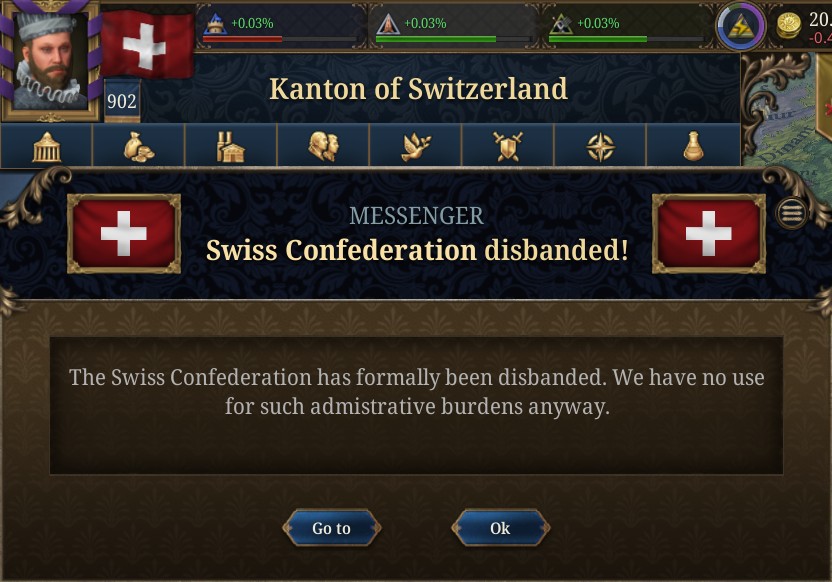 nekotei_m's tweet image. #EU5 #ProjectCaesar
Tinto Flavour#46はスイスおよびハンザ同盟固有コンテンツの紹介
forum.paradoxplaza.com/forum/develope…

◎スイス諸国
■歴史的背景
‣1291年にウーリ・シュヴィーツ・ウンターヴァルデンが自治権保護のため誓約者同盟を結成…