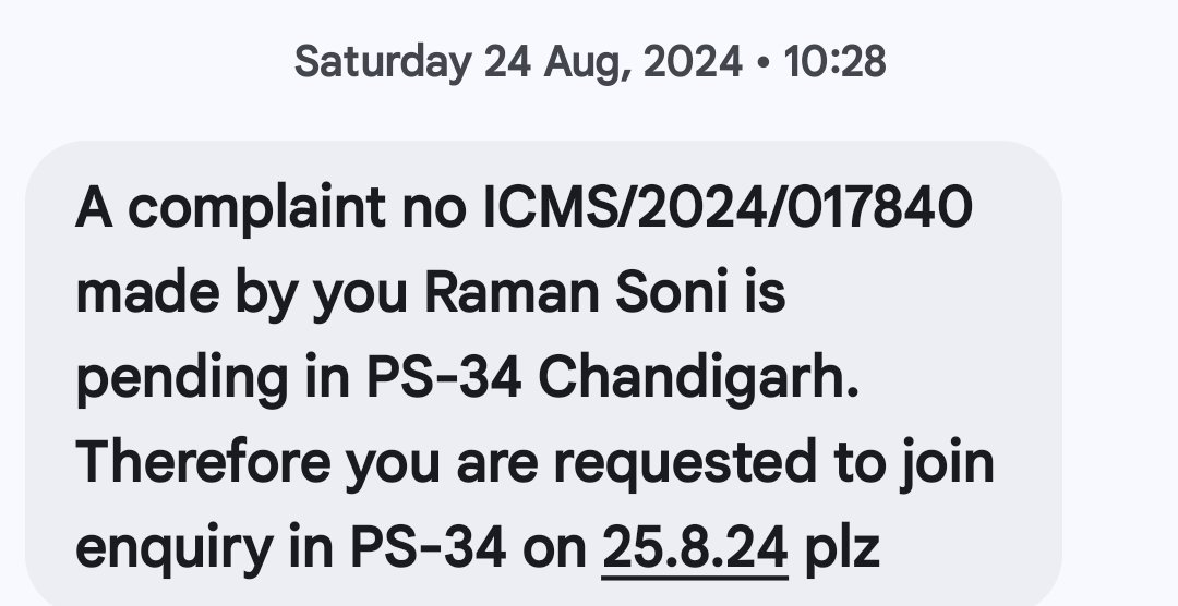 RamanKumarSoni7's tweet photo. @DgpChdPolice CyCr cmplnt 2021/16007 improperly invstgtd was ordrd reinvstgtn by SSP Mam Feb24 aftr cnsltng legal cell mrkd to PS Sec34 &amp; called me on 25Aug24, I recorded my stmnts same day. RTI reveals my cmplnt illegitimately closed on 25Aug24 with self not interested remarks. https://t.co/Qt1UyABDBN