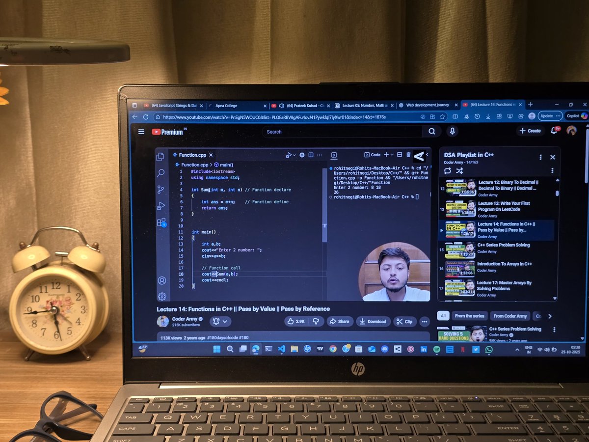 Bitbyanjali's tweet image. Completed the backlog of javascript and moved further in dsa with functions.
Learnt:
🔹️Conditionals 
🔹️Loops
🔹️Operators
🔹️Number
🔹️Math object
🔹️String
🔹️Dates
Hoping to go along with the speed of my mentor soon🤞🤞
#100DaysOfCode #Frontend #DSA #buildinpublic