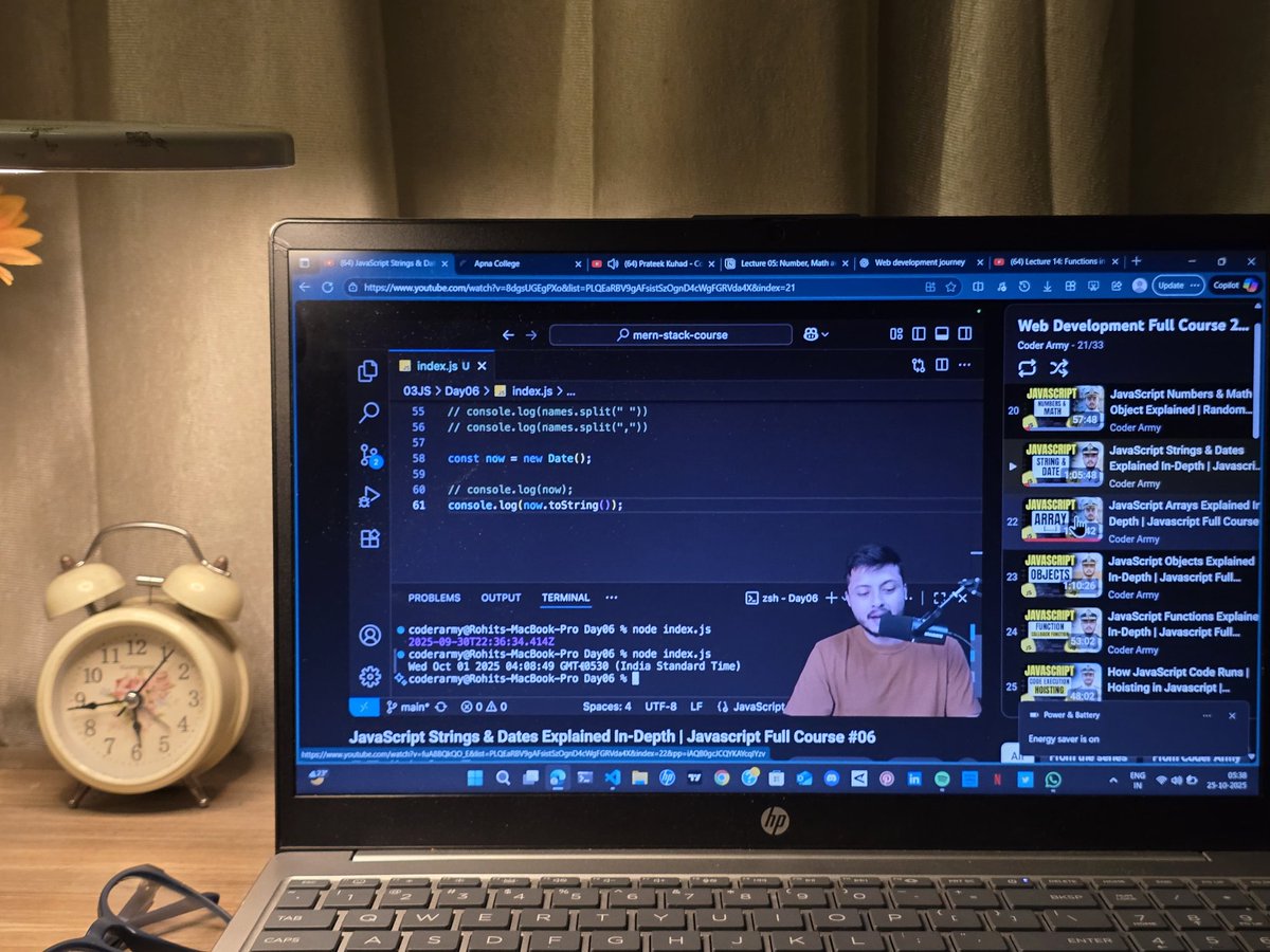 Bitbyanjali's tweet image. Completed the backlog of javascript and moved further in dsa with functions.
Learnt:
🔹️Conditionals 
🔹️Loops
🔹️Operators
🔹️Number
🔹️Math object
🔹️String
🔹️Dates
Hoping to go along with the speed of my mentor soon🤞🤞
#100DaysOfCode #Frontend #DSA #buildinpublic