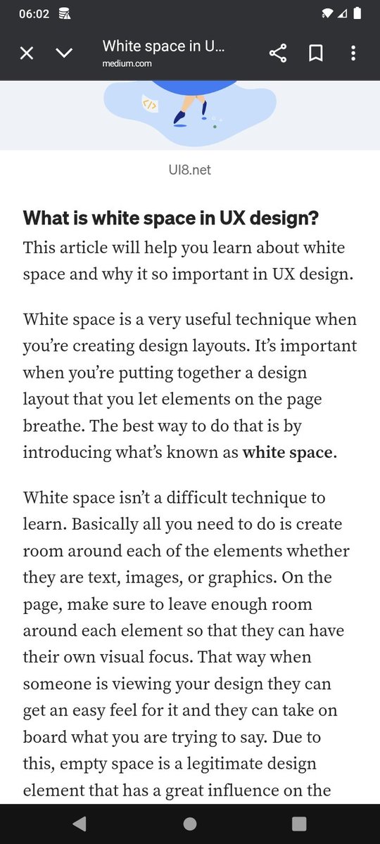 shikshya72's tweet photo. #LUD28
Have less time to study today, so I read a short article on white space in design on Medium.
#FestivalOfLearning #LearningUtsav2025 @learning_utsav https://t.co/Z7IQzZJIsq