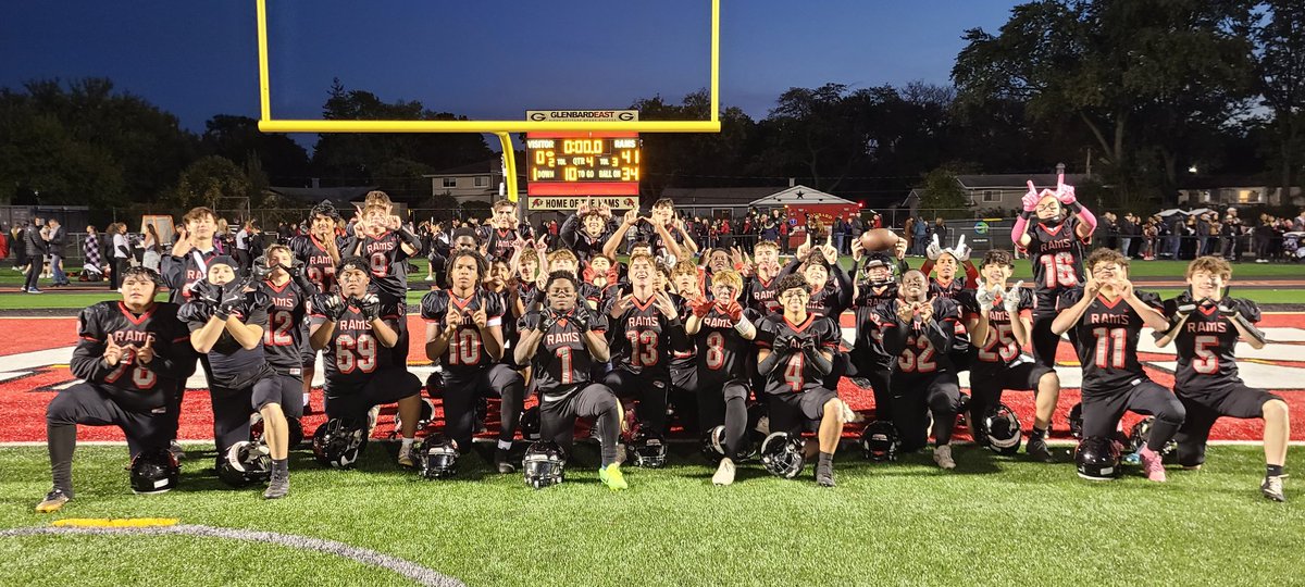 Sophomore Rams (9-0, 6-0) are your UNDEFEATED CONFERENCE CHAMPS with a 41-0 win over R-B! 

Special team but even better young men. Proud of these guys and excited for their future!

#EAT #WeAreEast #MissionAccomplished

<a href="/GEHS_Athletics/">Glenbard East Athletics</a> <a href="/RamFBHC/">Coach Walters</a> <a href="/GE_Rams/">Glenbard East</a> <a href="/tclifonti/">TC LIFONTI</a> <a href="/FRANKNEBBIA/">Frank Nebbia</a>