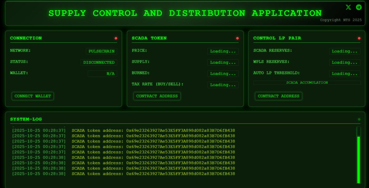 hexyafcajun's tweet image. $SCADA is the new pTGC on Pulsechain
0x69e23263927Ae53E5FF3A898d082a83B7D6fB438