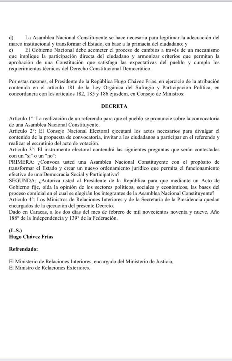 SilvaSanFelipe's tweet photo. La aberrante convocatoria a una constituyente que propone Petro, no es más que un “COPY-PASTE” parafraseado del Decreto No. 3 del 2 de febrero de 1999 firmado por Hugo Chávez. Aquel acto administrativo abrió las puertas a la narcodictadura venezolana que lleva 26 años destruyendo a su pueblo y que ha provocado el éxodo de más de 7 millones de venezolanos.