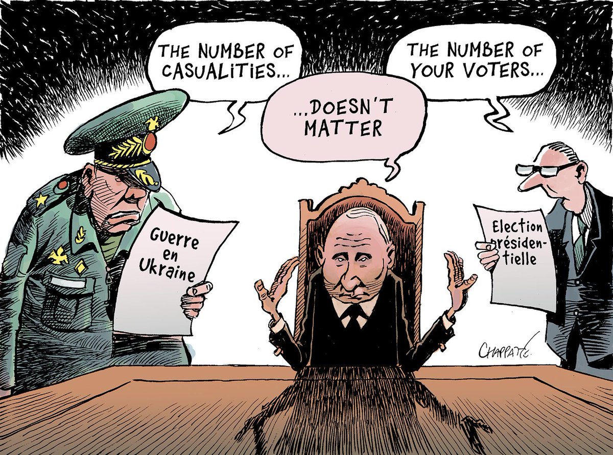 WstLondonGarden's tweet photo. #NumbersDontMatter (but it's 1 120 000), nor does it seem, judging by how easily they throw these young Russian mens lives away, russian lives to #Putler.
Guess it is all about maintaining his regime & the over $200 billion he has stolen from his people.
Via Chappatte Cartoons https://t.co/oY5QDpqjkB