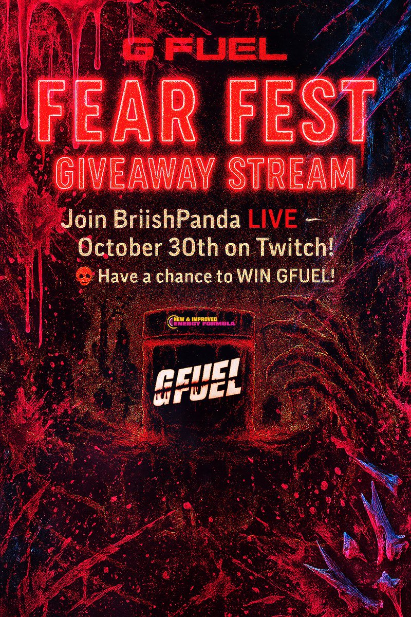 Did Someone Say <a href="/GFuelEnergy/">G FUEL®</a> Fear Fest 

Tune in on the 30th to see what my Costume will be and have the chance to Win a Halloween Tub for yourself.

Disclaimer [US Only Winner]

twitch.tv/briishpanda

 #GFUELFearFest #GFUELNewEra #GFUEL