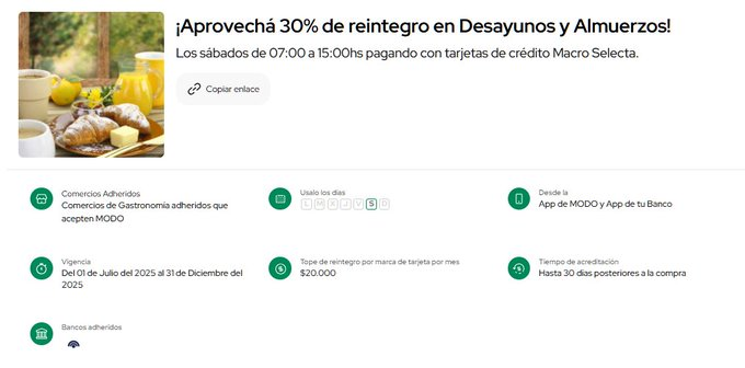 ahorrotwit's tweet photo. 🚨 Alerta de acumulación de promos de hasta 60%🚨
¡Aprovechá 30% de reintegro en Desayunos y Almuerzos todos los sábados hasta el 31/12 de 07:00 a 15:00hs pagando con tarjetas de Crédito #MacroSelecta con tope de devolucion de $20.000!
También hay otras promos que pueden acumular y llegar hasta un 60% :
⚡30% en @luccianosN1 @HeladosFreddo @Havanna_arg @PersiccoHelados @Guapaletas @rapanui_choco y @mamuschka
⚡30% todos los días en un monton de #restos seleccionados