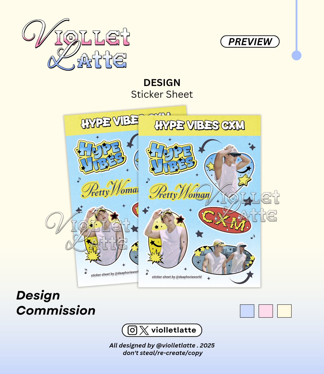 violletlatte's tweet image. ⚊ result #resultviolletlatte

• Handfan/Uchiwa
• Sticker Sheet

designed by @violletlatte 
thank you for order!

 #zonauang #designcommission