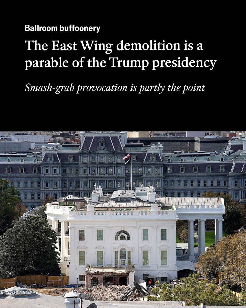 TheEconomist's tweet photo. If every structure is a statement, this one is an apt parable for the second Trump presidency, where smash-grab provocation is partly the point and where no one seems to give a hoot about procedures https://t.co/LsJ9gCNlXH

Credit: Getty Images https://t.co/TPy42uRITq