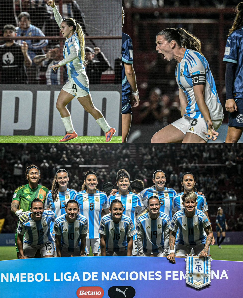 ARGENTINA 🇦🇷 DERROTÓ 3-1 A PARAGUAY 🇵🇾 EN EL DEBUT DE LA LIGA DE NACIONES FEMENINA. 

⚽️ Aldana Cometti.
⚽️ Agostina Holzheier.
⚽️ Maricel Pereyra. 

💪🏼 El primer pasito rumbo al Mundial de Brasil 2027.