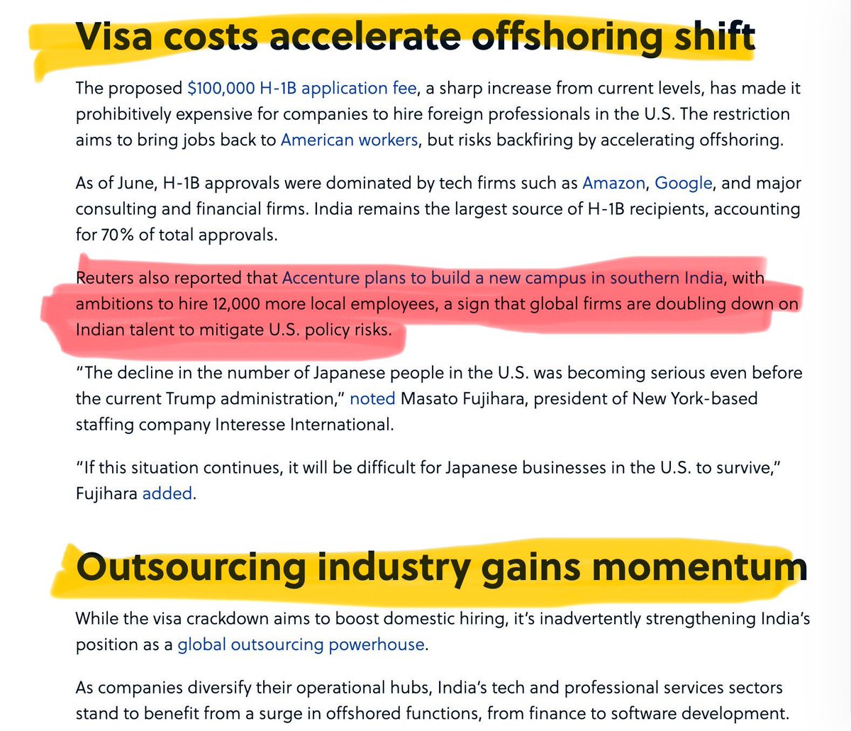 thejobchick's tweet image. This is the part where you lose trust. 
Immigration clampdowns don’t stop outsourcing - they supercharge it.
From finance to code, offshoring isn’t slowing down... it’s evolving.
Restriction breeds reinvention.